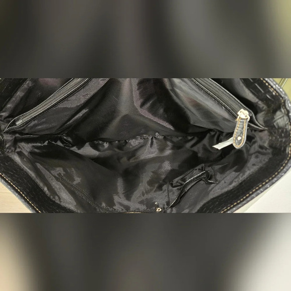 NWOT black crocodile pleather shoulder tote briefcase bag - Picture 7 of 9